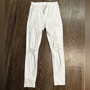 TOPSHOP white high rise Jamie Moto skinny jeans, ripped at knee